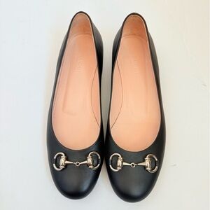 Gucci Horsebit Miro Soft Ballet Flats Black Leather Slip On Ballerina EU 37.5